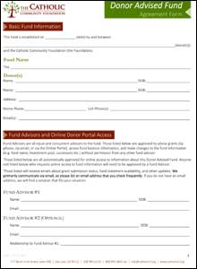 Donor Advised Fund agreement form